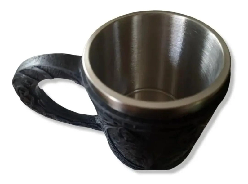 TAZON CILINDRICO NEGRO CON DISEÑO DE LOBO PARA BEBIDAS - 4
