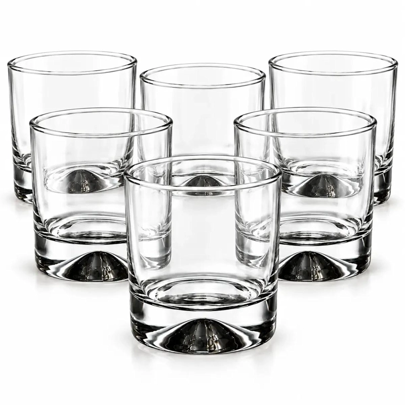 SET DE 6 VASOS DE WHISKY DE VIDRIO TRANSPARENTE 340 CC - 1