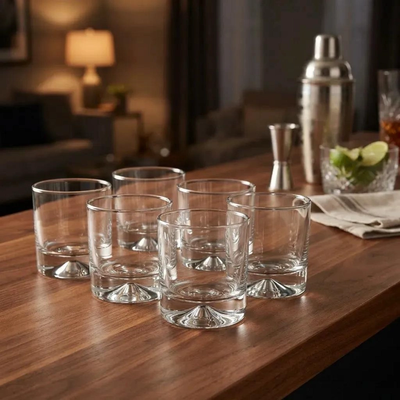 SET DE 6 VASOS DE WHISKY DE VIDRIO TRANSPARENTE 340 CC - 2