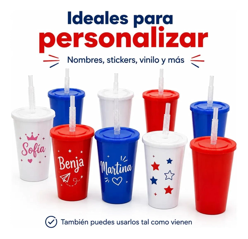 PACK DE 12 VASOS PLASTICOS CON TAPA Y BOMBILLA EN COLORES SURTIDOS - 5