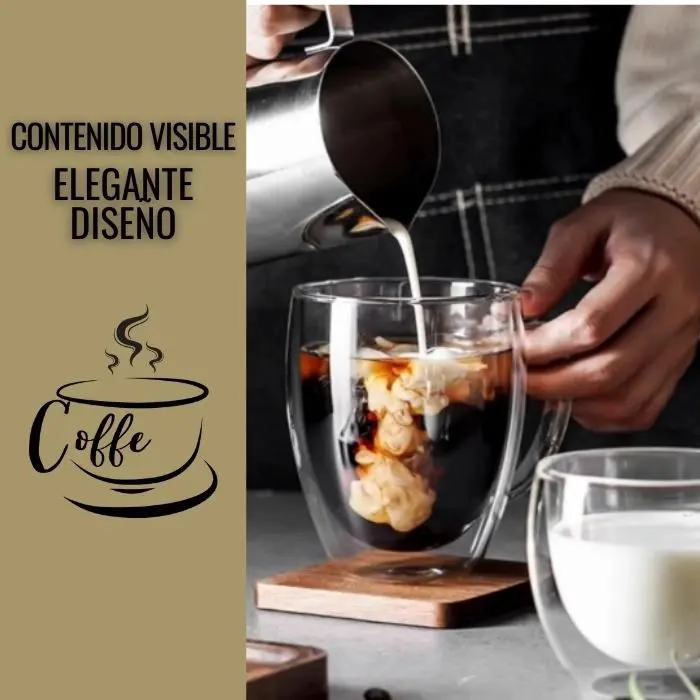 TAZA DOBLE PARED 250ML PARA CAFE  Y TE  ELEGANTE - 5