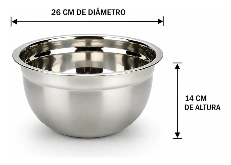 BOWL PROFUNDO DE ACERO INOXIDABLE PARA COCINA 26 CM - 2
