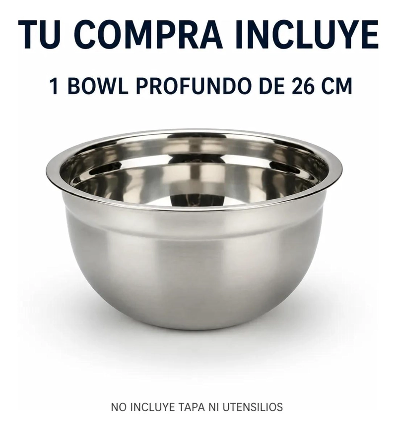 BOWL PROFUNDO DE ACERO INOXIDABLE PARA COCINA 26 CM - 5