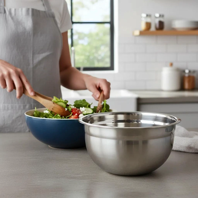 BOWL PROFUNDO DE ACERO INOXIDABLE PARA COCINA 26 CM - 6