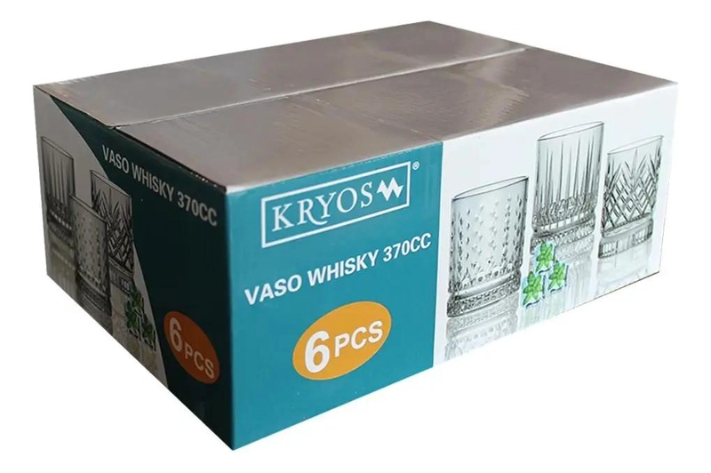 SET DE 6 VASOS DE VIDRIO PARA WHISKY DE 370CC - 4