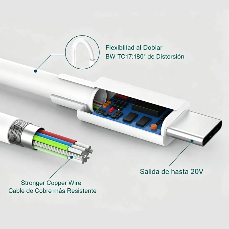 CABLE USB-C DE 2 METROS PARA CARGA RAPIDA Y DATOS - 3