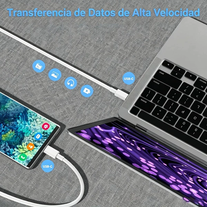 CABLE USB-C DE 2 METROS PARA CARGA RAPIDA Y DATOS - 8