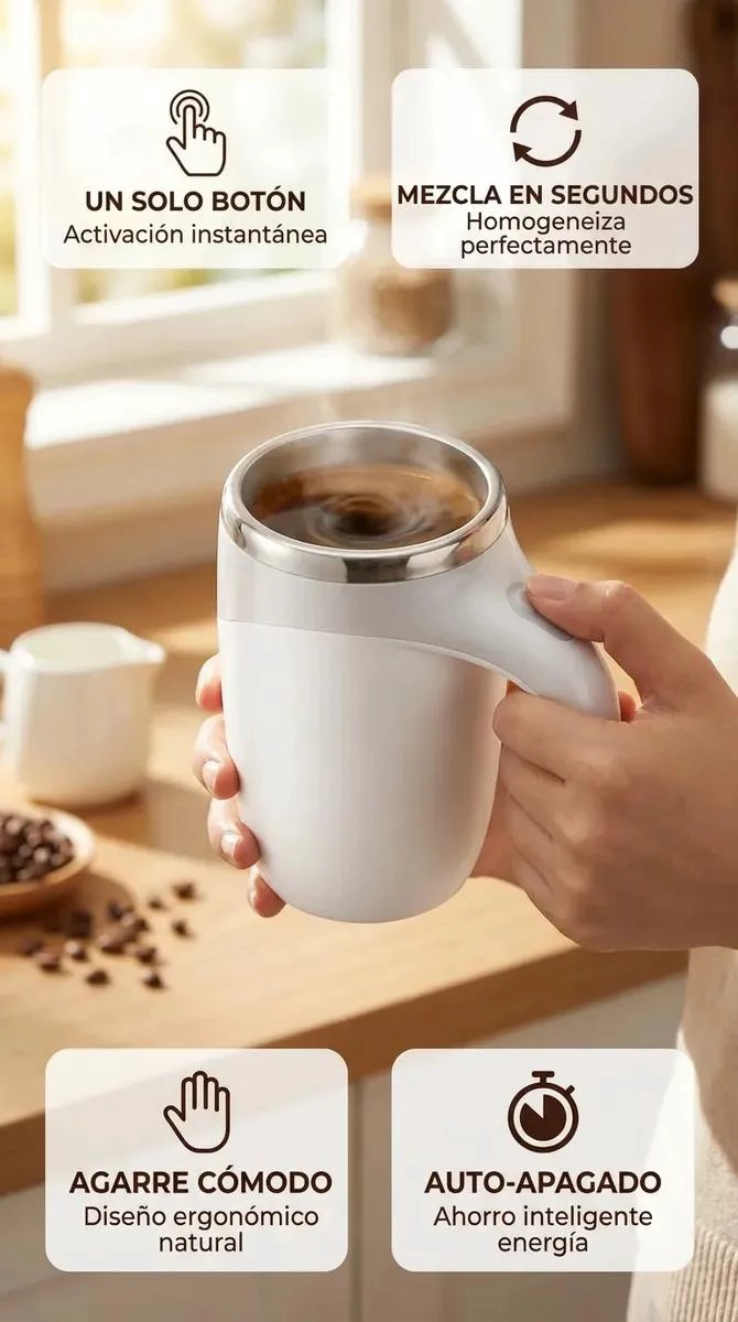 TAZA BATIDORA AUTOMATICA USB DE 380 ML PARA MEZCLA RAPIDA - 2