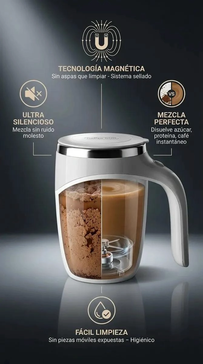 TAZA BATIDORA AUTOMATICA USB DE 380 ML PARA MEZCLA RAPIDA - 5