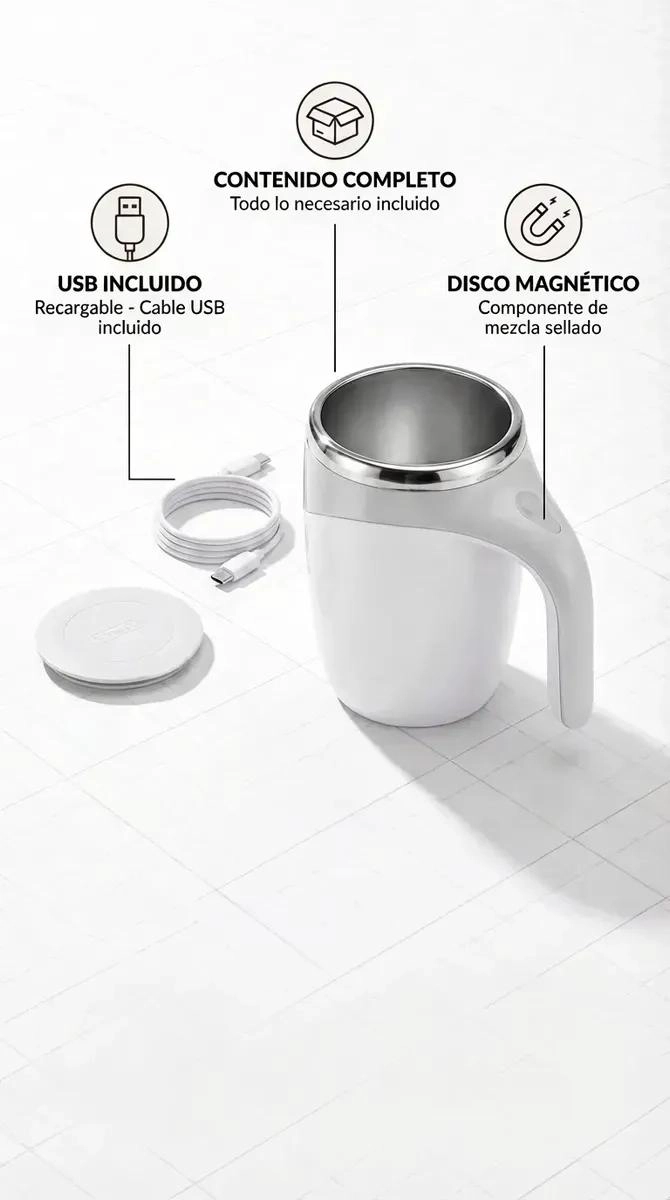 TAZA BATIDORA AUTOMATICA USB DE 380 ML PARA MEZCLA RAPIDA - 7