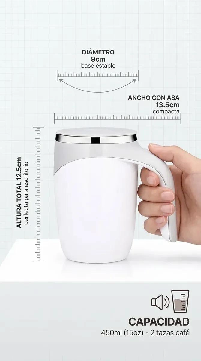 TAZA BATIDORA AUTOMATICA USB DE 380 ML PARA MEZCLA RAPIDA - 8