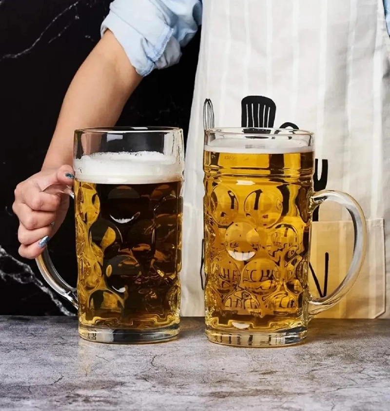 VASO CERVECERO GRANDE DE VIDRIO 1.3 LITROS PARA BEBIDAS - 3