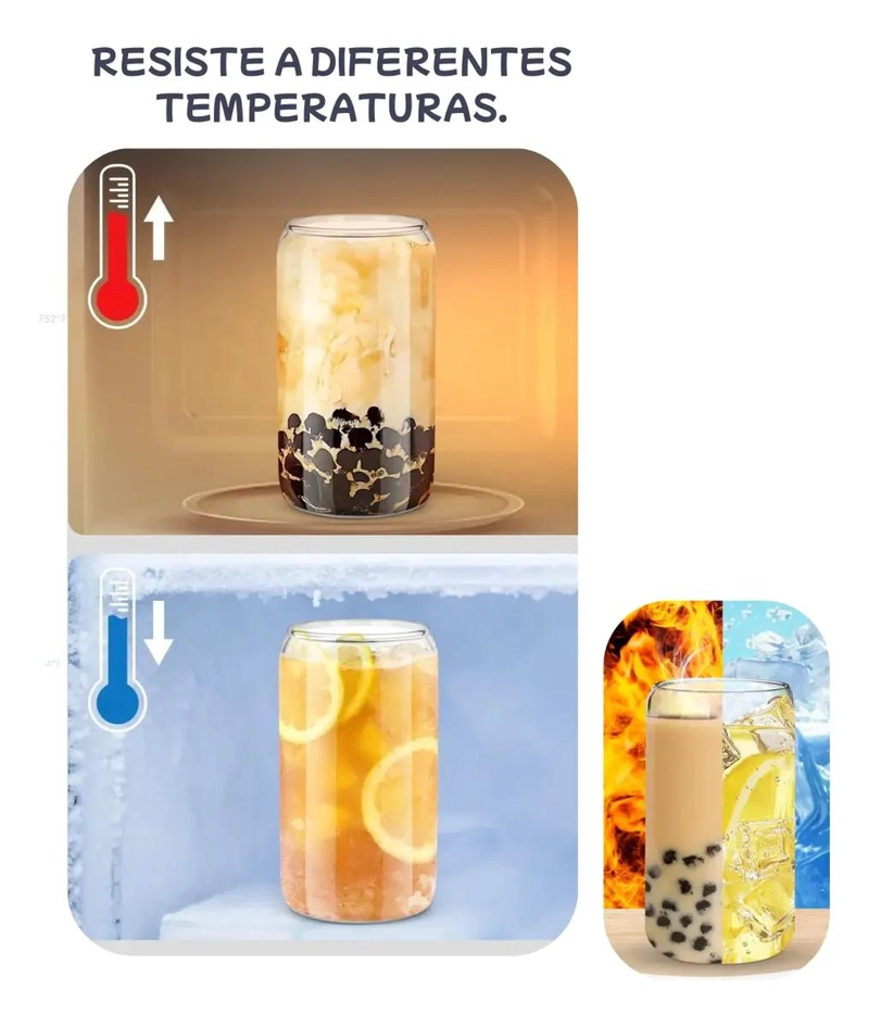 PACK DE 2 VASOS DE VIDRIO CON TAPA DE BAMBU Y BOMBILLAS - 4