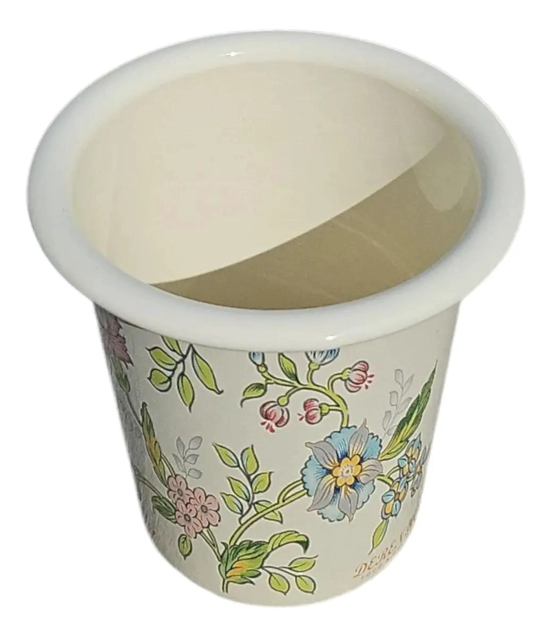 VASO ENLOZADO DE 250CC CON DISEÑO FLORAL EN COLOR BEIGE - 2