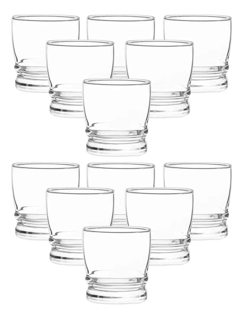 SET DE 12 VASOS DE VIDRIO TRANSPARENTE PARA BEBIDAS - 1