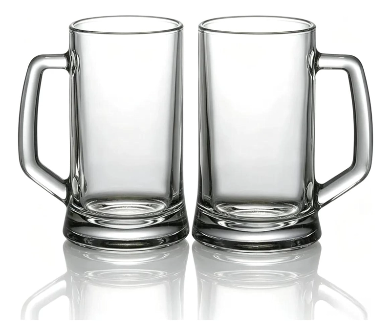 SET DE 2 JARROS CERVECEROS DE VIDRIO 650 ML CON MANIJA ERGONOMICA - 1