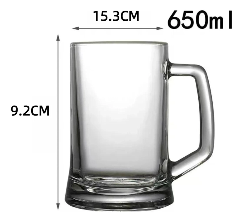 SET DE 2 JARROS CERVECEROS DE VIDRIO 650 ML CON MANIJA ERGONOMICA - 2