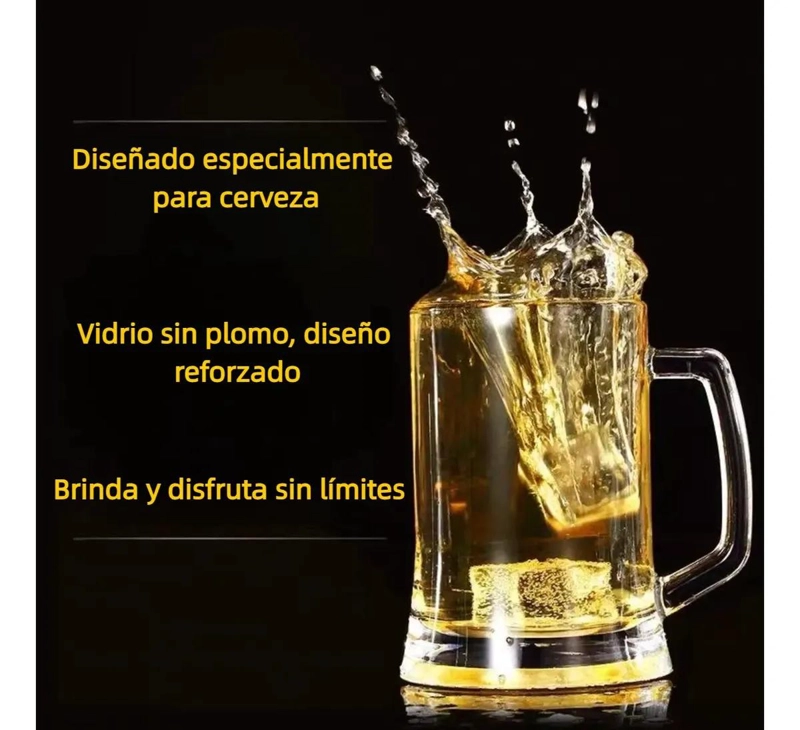 SET DE 2 JARROS CERVECEROS DE VIDRIO 650 ML CON MANIJA ERGONOMICA - 3