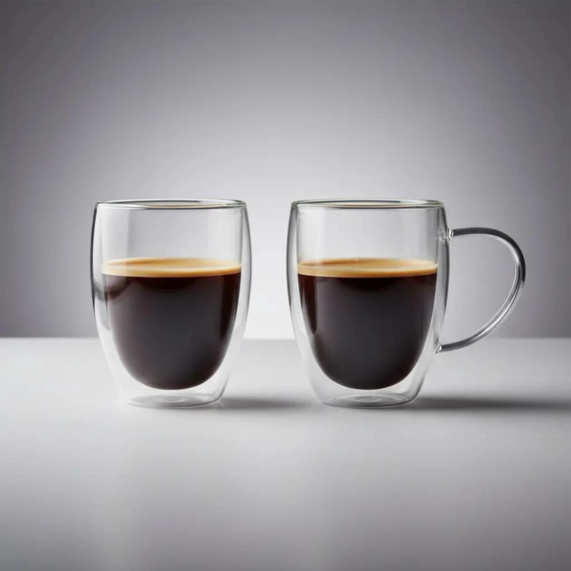 SET DE TAZAS DOBLE PARED DE VIDRIO 350 ML PARA BEBIDAS - 10