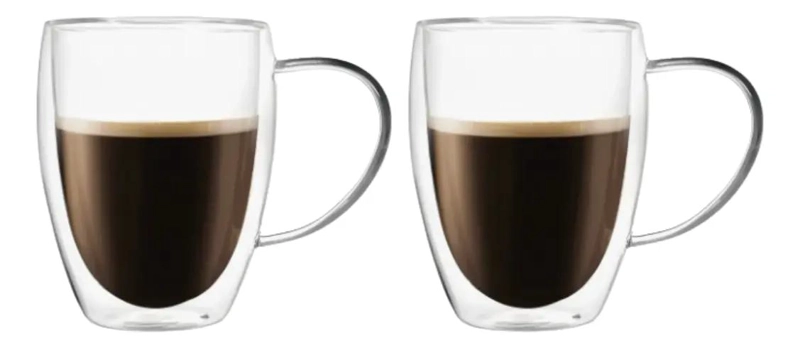 SET DE TAZAS DOBLE PARED DE VIDRIO 350 ML PARA BEBIDAS - 3