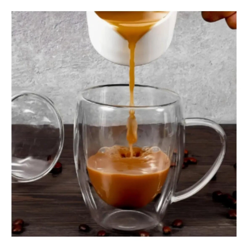 SET DE TAZAS DOBLE PARED DE VIDRIO 350 ML PARA BEBIDAS - 5