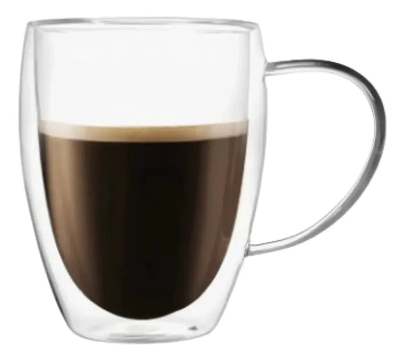 SET DE TAZAS DOBLE PARED DE VIDRIO 350 ML PARA BEBIDAS - 6