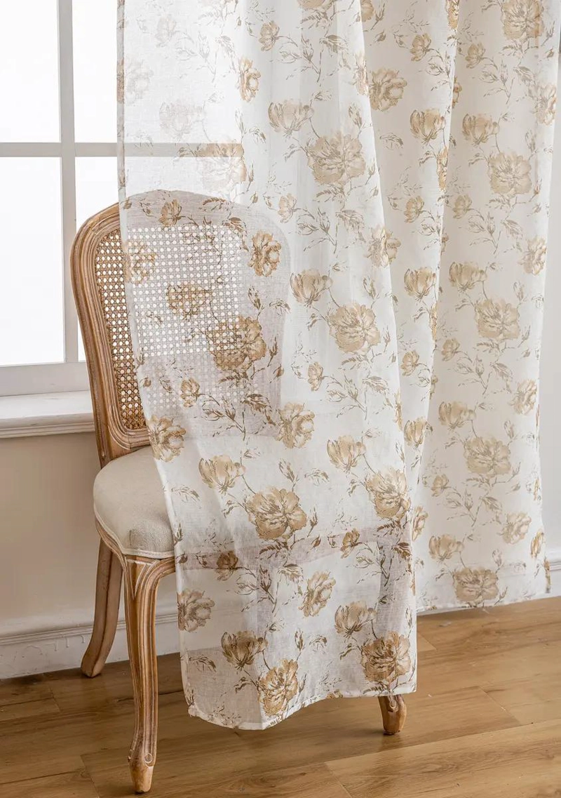 CORTINAS SEMITRANSPARENTES ESTAMPADAS DE FLORES 2 PAÑOS 140X220 CM - 6