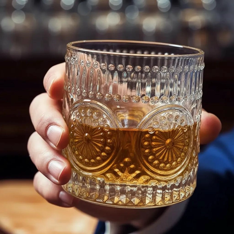 SET DE 6 VASOS DE VIDRIO GIRATORIO PARA WHISKY Y COÑAC - 4