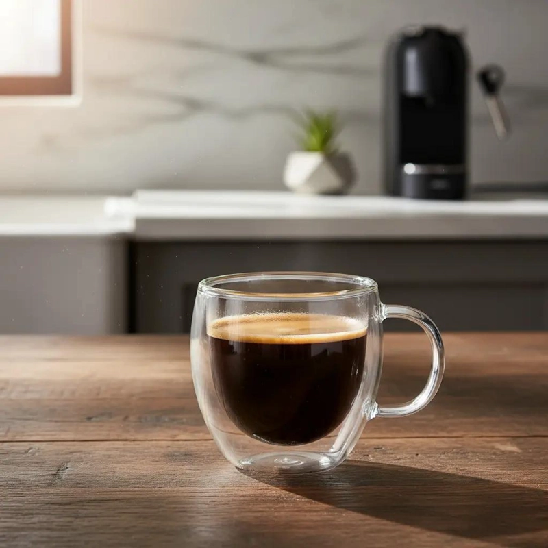 SET DE 2 TAZAS DE VIDRIO DOBLE PARED PARA CAFE  Y TE - 1