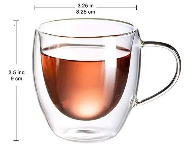 SET DE 2 TAZAS DE VIDRIO DOBLE PARED PARA CAFE  Y TE - 7