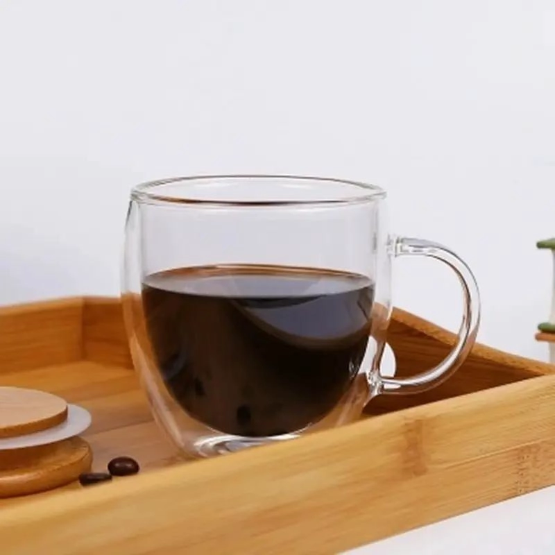 SET DE 2 TAZAS DE VIDRIO DOBLE PARED PARA CAFE  Y TE - 9