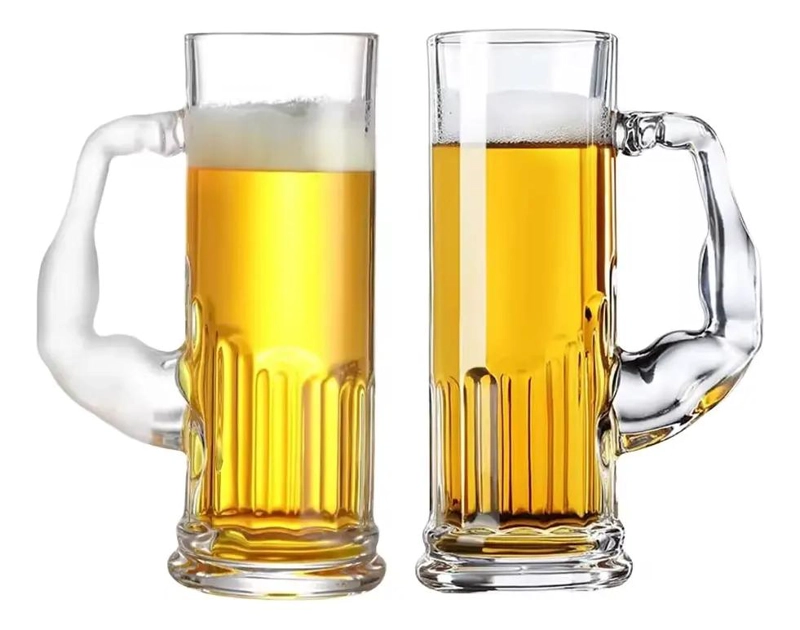 SET DE 2 VASOS DE VIDRIO MUSCULOSO PARA CERVEZAS 550CC - 1