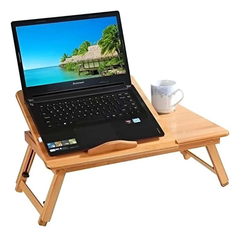 MESA PLEGABLE MULTIFUNCIONAL DE BAMBU CON CAJON LATERAL - 8