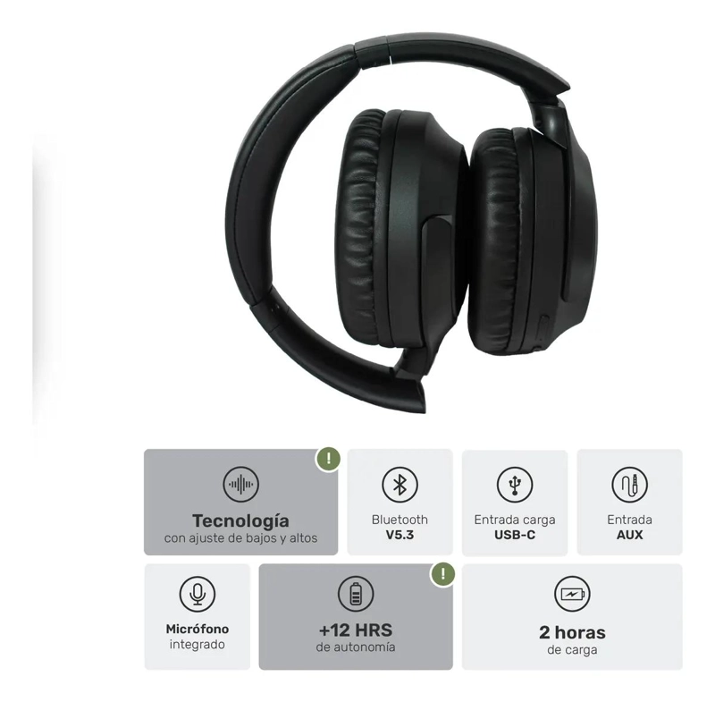 AUDIFONOS BLUETOOTH INALAMBRICOS OVER EAR CON SONIDO ENVOLVENTE - 3