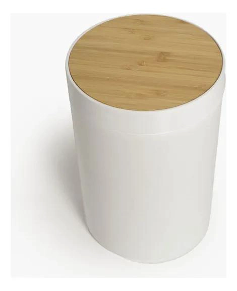 BASURERO ELEGANTE CON TAPA DE BAMBU PARA BAÑOS Y OFICINAS - 1