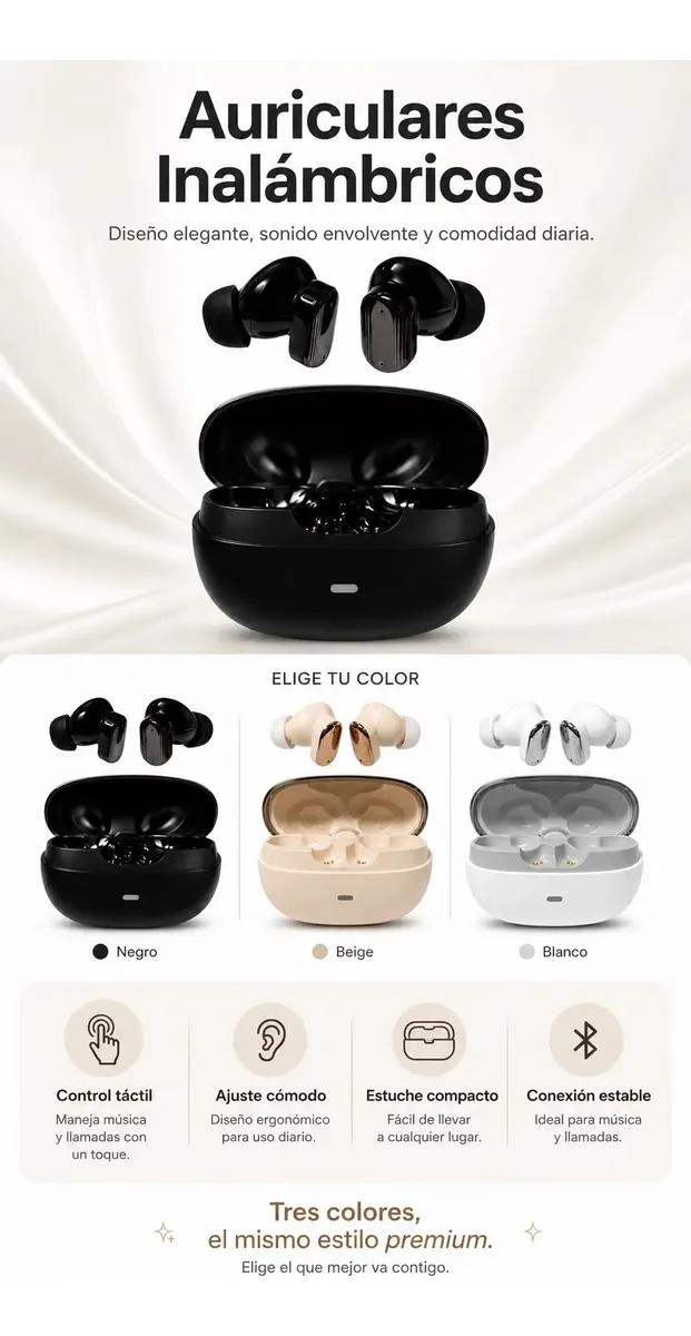 AUDIFONOS INALAMBRICOS BLUETOOTH TWS CON ESTUCHE DE CARGA - 3