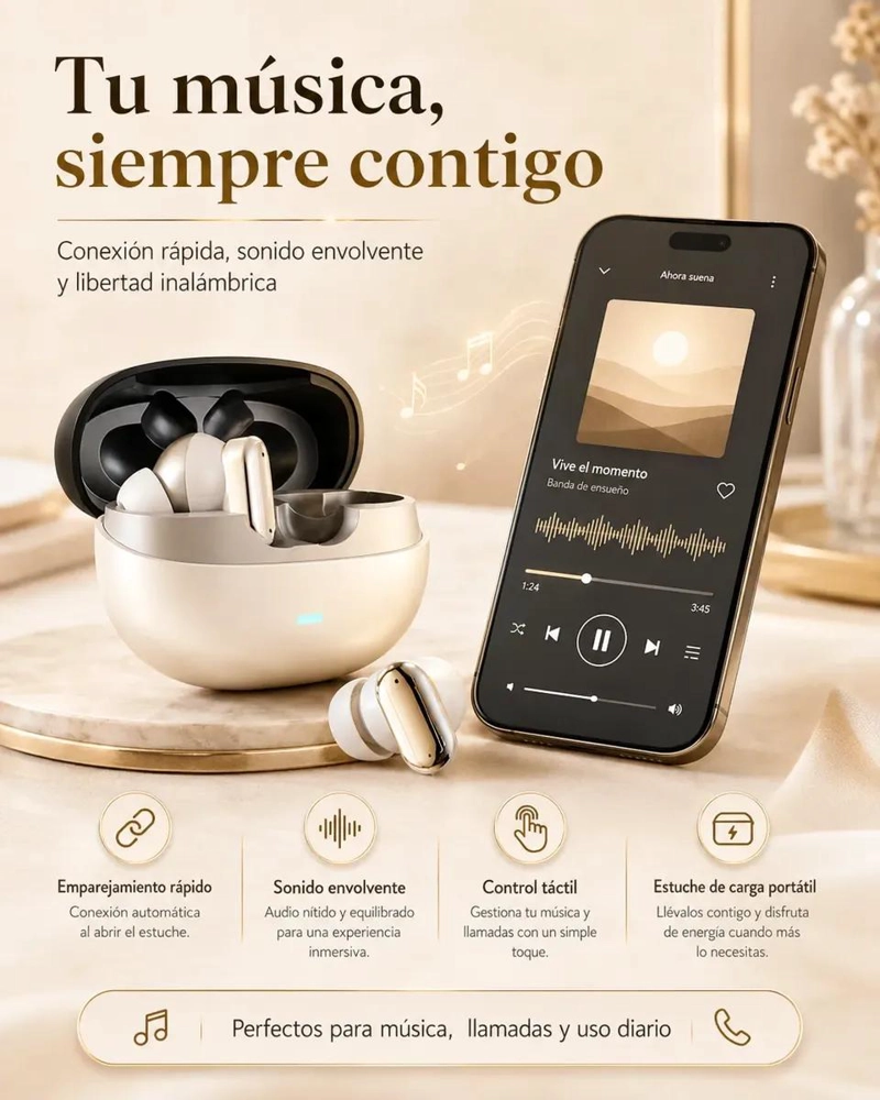 AUDIFONOS INALAMBRICOS BLUETOOTH TWS CON ESTUCHE DE CARGA - 9