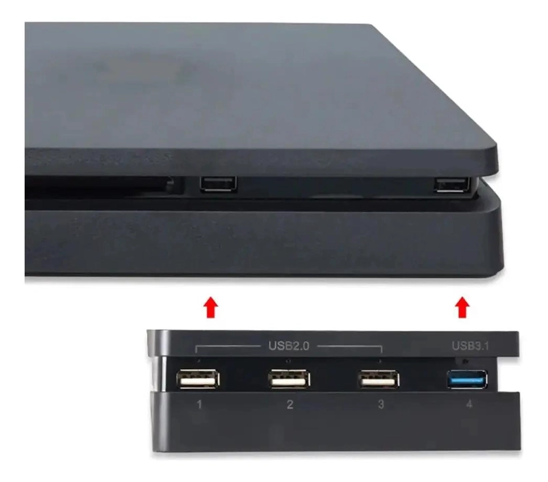 CONCENTRADOR USB 4 PUERTOS PARA CONSOLAS PS4 SLIM - 2