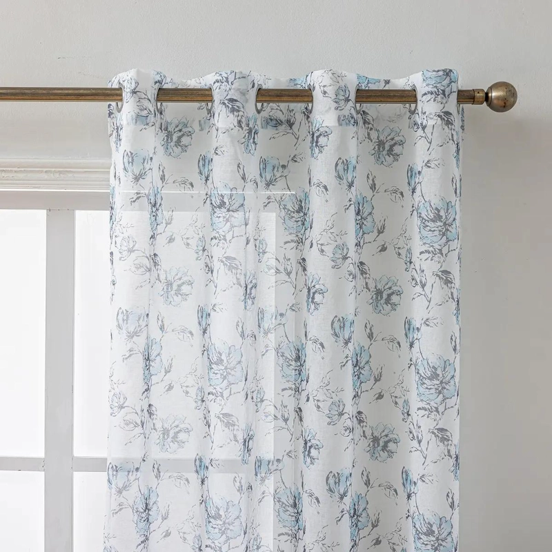 CORTINAS SEMITRANSPARENTES DE GASA CON ESTAMPADO FLORAL - 4