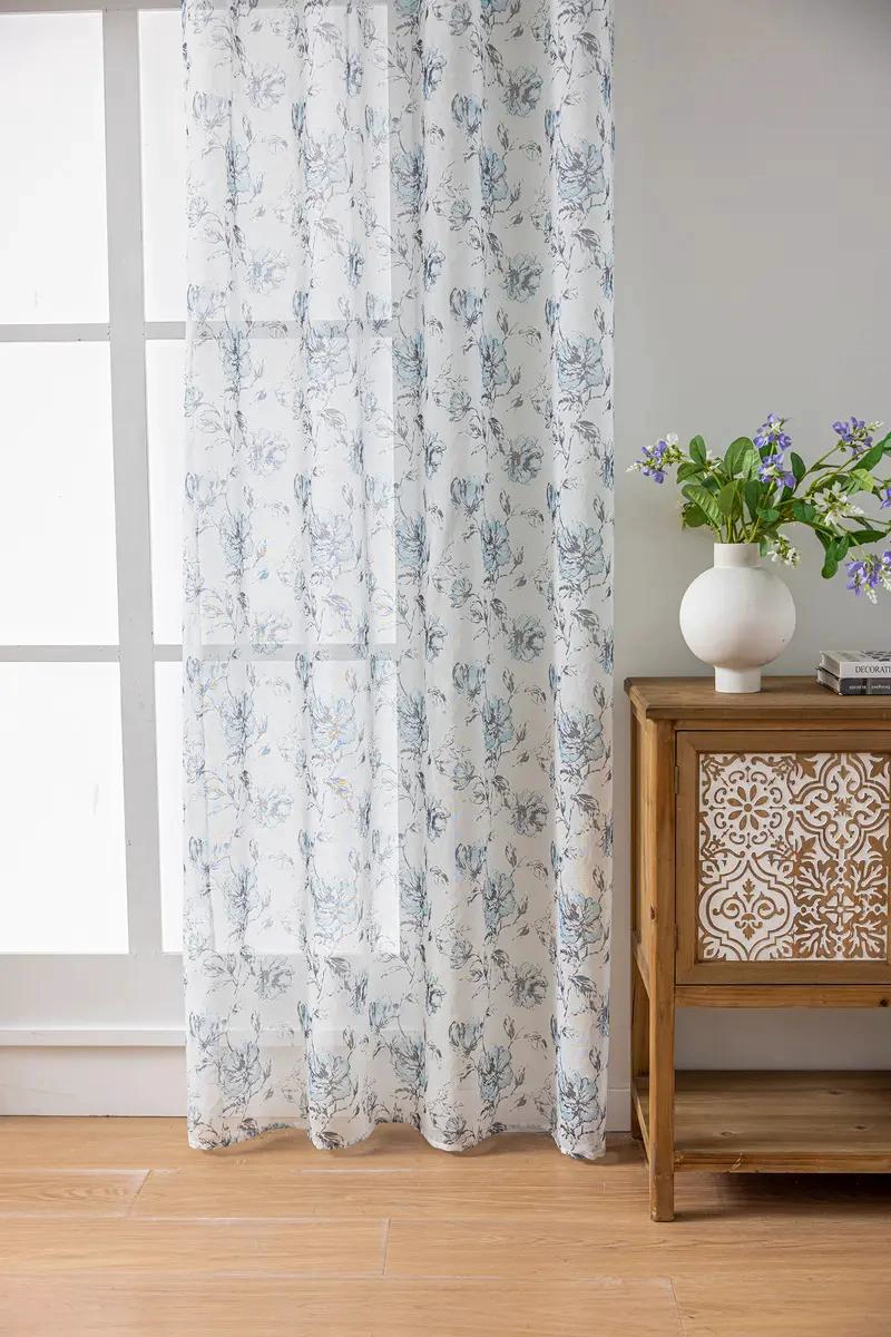 CORTINAS SEMITRANSPARENTES DE GASA CON ESTAMPADO FLORAL - 5