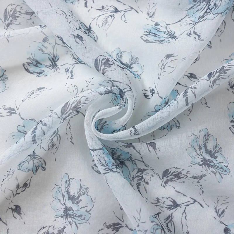CORTINAS SEMITRANSPARENTES DE GASA CON ESTAMPADO FLORAL - 7