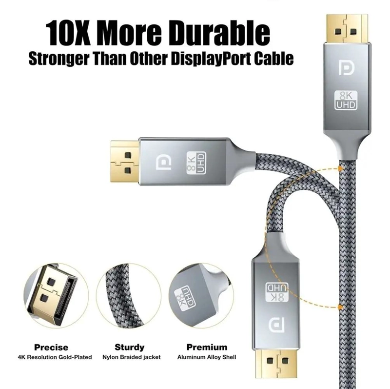 CABLE DISPLAYPORT V1.4 2 MTRS PARA VIDEO Y AUDIO HD - 3