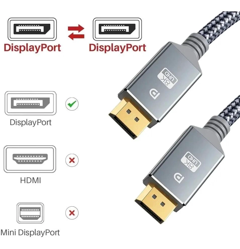 CABLE DISPLAYPORT V1.4 2 MTRS PARA VIDEO Y AUDIO HD - 7