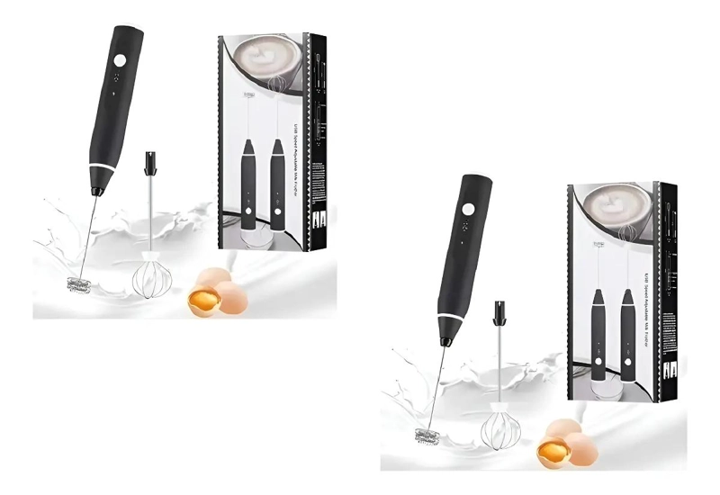 BATIDOR ELE CTRICO RECARGABLE DE LECHE CON CABEZAL ACERO INOXIDABLE Y DOBLE SET - 1