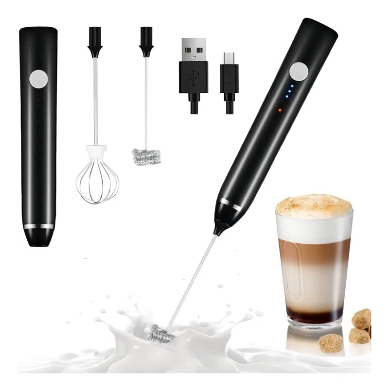 BATIDOR ELE CTRICO RECARGABLE DE LECHE CON CABEZAL ACERO INOXIDABLE Y DOBLE SET - 3
