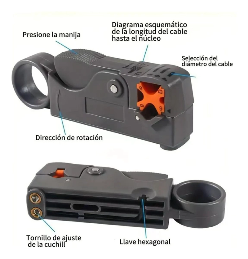 PINZA CRIMPADORA PROFESIONAL PARA CABLES COAXIALES RG59 Y RG6 - 2