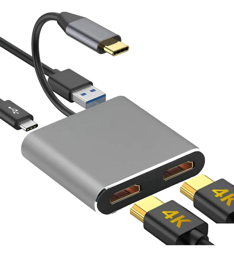 ADAPTADOR USB TIPO C A HDMI DUAL 4K CON USB 3.0 - 1
