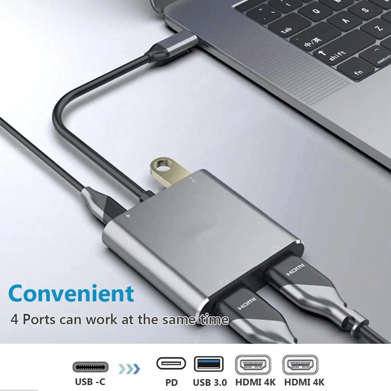 ADAPTADOR USB TIPO C A HDMI DUAL 4K CON USB 3.0 - 4
