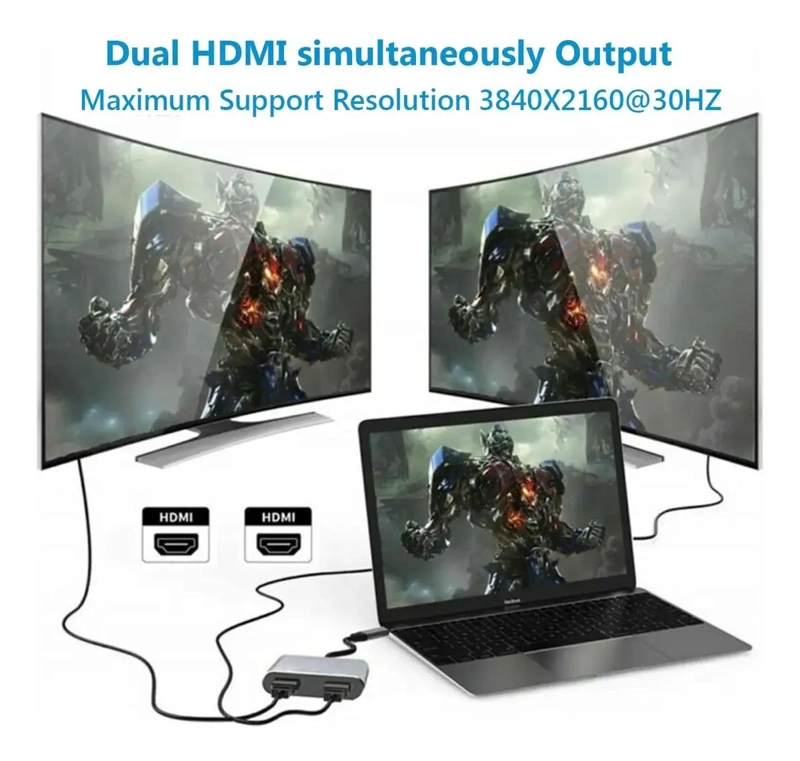 ADAPTADOR USB TIPO C A HDMI DUAL 4K CON USB 3.0 - 7