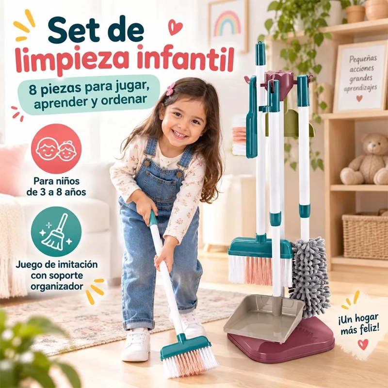 JUEGO DIDACTICO DE LIMPIEZA PARA NIÑOS CON 8 PIEZAS - 1